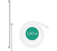 hansgrohe Unica S Puro, barra de ducha, barra ducha pared 90cm con flexo de ducha Isiflex 160cm y Easy Slide soporte de ducha, blanco mate