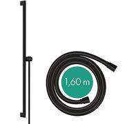 hansgrohe Unica S Puro, barra de ducha, barra ducha pared 90cm con flexo de ducha Isiflex 160cm y Easy Slide soporte de ducha, negro mate