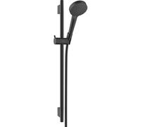 hansgrohe Vernis Blend - Conjunto de ducha con alcachofa de ducha ahorro de agua (EcoSmart, 2 tipos de chorro), flexo de ducha (1,60 m) y barra de ducha (0,65 m), negro mate, 26423670
