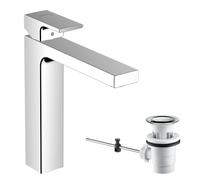 hansgrohe Vernis Shape Grifo monomando de lavabo 190, con vaciador automático, cromo, 71562000