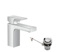 hansgrohe Vernis Shape - Grifo para lavabo (100 mm, con barra de tracción, ahorro de agua, cromo