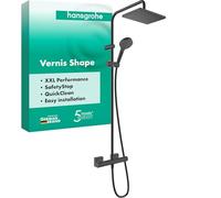 Hansgrohe Sistema de ducha Vernis Shape con termostato y rociador efecto lluvia negro mate 26286670