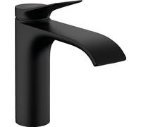 hansgrohe Vivenis - grifo lavabo sin desagüe, ahorro de energía (CoolStart), grifo monomando lavabo 110 mm, mezclador monomando lavabo ahorro de agua (EcoSmart), negro mate, 75024670