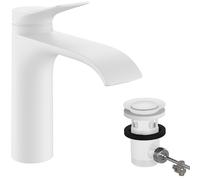hansgrohe Vivenis Mezclador monomando de lavabo 110 con juego de desagüe, proyección 146mm, CoolStart, 75023700, Color: Blanco Mate
