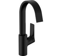 hansgrohe Vivenis Mezclador monomando de lavabo 210, caño giratorio, sin desagüe automático, alcance 139 mm, 75032670, Color: negro mate
