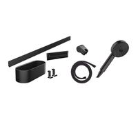Hansgrohe Wall - Conjunto de cabezal de ducha 105, 3 chorros y accesorios de baño, negro mate 24291670