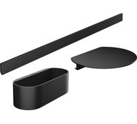 hansgrohe WallStoris - set de accesorios para bañera, set de accesorios baño sin taladro 3 piezas, barra mural, repisa baño, cesta baño, accesorios baño, blanco mate, negro mate, 27966670