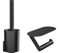 hansgrohe WallStoris - set de accesorios para inodoro, set de accesorios baño sin taladro, 2 piezas, portarrollos papel higienico, escobilla wc, accesorios baño, negro mate , 27969670
