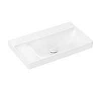 hansgrohe Xelu Q lavabo con repisa a la izquierda, sin agujero para grifo, sin rebosadero, con juego de desagüe, 800x480mm, blanco, 61032450, Color: Blanco/sin orificio para grifo