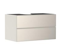 Hansgrohe Xevolos E Mueble bajo Lavabo, 2 cajones, 1 Hueco Central, 980x550x555mm, para Consola con Lavabo sobre encimera, 5419, Color: Carcasa Beige Arena Mate, Frontal Beige Arena Metalizado