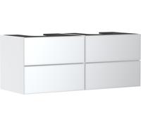 hansgrohe Xevolos E mueble bajo lavabo, 4 cajones, 2 huecos, 1370x550x555mm, para consola con 2 lavabos sobre encimera, 54196320, Color: Carcasa blanca mate, frontal blanco metalizado