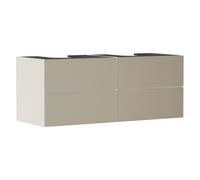 hansgrohe Xevolos E mueble bajo lavabo, 4 cajones, 2 huecos, 1370x550x555mm, para consola con 2 lavabos sobre encimera, 54197390, Color: Carcasa beige arena mate, frontal bronce texturado