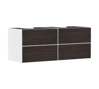 hansgrohe Xevolos E mueble bajo lavabo, 4 cajones, 2 huecos, 1370x550x555mm, para consola con 2 lavabos sobre encimera, 54196730, Color: Carcasa blanco mate, frontal roble oscuro