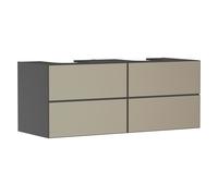 hansgrohe Xevolos E mueble bajo lavabo, 4 cajones, 2 huecos, 1370x550x555mm, para consola con 2 lavabos sobre encimera, 54198390, Color: Carcasa gris pizarra mate, frente con textura bronce