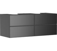 hansgrohe Xevolos E mueble bajo lavabo, 4 cajones, 2 huecos, 1370x550x555mm, para consola con 2 lavabos sobre encimera, 54198770, Color: Carcasa gris pizarra mate, frontal gris pizarra metalizado