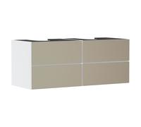 hansgrohe Xevolos E mueble bajo lavabo, 4 cajones, 2 huecos, 1370x550x555mm, para consola con 2 lavabos sobre encimera, 54196390, Color: Cuerpo blanco mate, frontal con textura de bronce