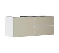 Hansgrohe Xevolos E Mueble bajo Lavabo, 4 cajones, 2 Huecos, 1370x550x555mm, para Consola con 2 lavabos sobre encimera, 5419, Color: Cuerpo Blanco Mate, Frontal con Textura de Bronce
