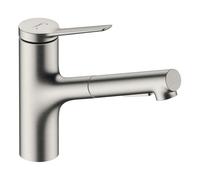 Hansgrohe Zesis M33 - Grifo de fregadero 150, con ducha extraíble, aspecto de acero inoxidable 74800800