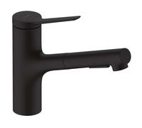 Hansgrohe Grifo monomando Zesis M33 ComfortZone 150, ducha extraíble, 2 chorros Negro mate 74800670