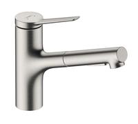 Hansgrohe Zesis M33 - Grifo de fregadero con ducha extraíble, aspecto de acero inoxidable 74820800
