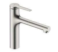 Hansgrohe Zesis M33 - Grifo de fregadero con ducha extraíble, aspecto de acero inoxidable 74822800