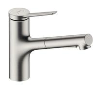 Hansgrohe Zesis M33 - Grifo de fregadero con ducha extraíble, sBox, aspecto acero inoxidable 74821800