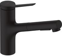 Hansgrohe Grifo monomando Zesis M33 ComfortZone 150, ducha extraíble, 2 chorros Negro mate 74800670