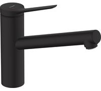 hansgrohe Zesis M33 Mezclador monomando de cocina ComfortZone 150, CoolStart, ahorro de agua, 1 rociador, cromo, proyección 220 mm, 000, 74813670, Color: negro mate
