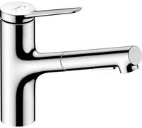 hansgrohe Zesis Mezclador monomando de cocina, ComfortZone 150, 2 tipos de chorro, proyección de 219 mm, 74800000, Color: cromado