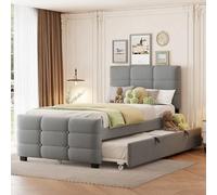 HaoChrymec Cama Tapizada con Terciopelo, Cama Nido, Gris, 90x190 cm