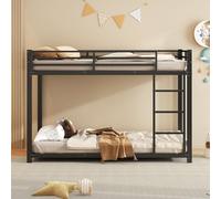HaoChrymec Litera Infantil de Metal, Dormitorio Juvenil, Negro, 90x200 cm