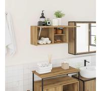 HaoChrymec Mueble de Baño de Pared, Material Madera de Ingeniería, Diseño Práctico con Resorte de Gas, Armario de Baño, Mueble Colgar, para Baño, Cocina y Salón, Color Roble Artesano, 60 x 25 x 30 cm