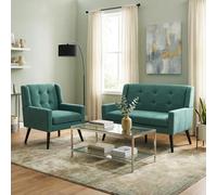 HaoChrymec Set de 2 Sillones Accent de Tela, Salón y Oficina, Verde Retro