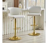 HaoChrymec Set de 2 Taburetes de Bar de PU, Cocina y Barra, Blanco