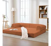 HaoChrymec Sofá Cama de 2 Plazas con Pana, para Salón y Huéspedes, Naranja, 190x78x65 cm