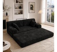 HaoChrymec Sofá Cama de 2 Plazas con Pana, Salón y Espacios Pequeños, Negro, 168x80x81 cm