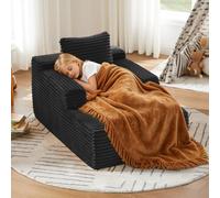HaoChrymec Sofá Chaiselongue de Pana, Sillón Relax para Salón y Oficina, Negro, 1 Plaza