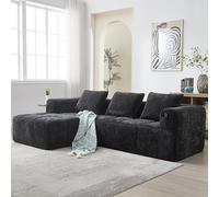 HaoChrymec Sofá Seccional de Chenilla, Salón, Negro, 250x158x60 cm