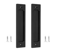 Haodream Pack de 2 tiradores de puerta cuadrados para cocina, color negro | Doble tirador de armario con panel plano, construcción de aleación de zinc, hardware suave y duradero para el