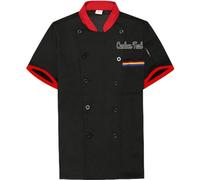 haoduanduan Chaqueta de chef bordada personalizada para hotel, cocina, restaurante, chef para hombres y mujeres, Corto negro, 3XL(187-211Pounds)