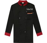 haoduanduan Chaqueta de chef bordada personalizada para hotel, cocina, restaurante, chef para hombres y mujeres, Negro, 3XL(187-211Pounds)
