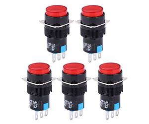 Haofy AB6-M Interruptor de Botón Momentáneo de Resistencia A la Vibración para Electrodomésticos 5 Piezas Clasificación del Interruptor: CA 250 V 3 A CC 30 V 5 A Ideal para Equipos de Comunicación