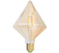 Haofy Bombilla LED, Forma de Pirámide Retro, 4 W, E27, Cristal Dorado, Iluminación Interior Regulable para Sala de Estar y Cafeterías
