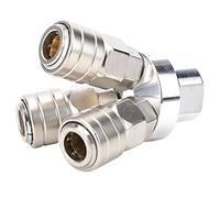Haofy Componente Neumático de Níquel Perlado Chapado en Acero Inoxidable Duradero, Conector de 3 Vías para Manguera de PU, Conector Rápido de Rosca de 1/4 Pulgadas