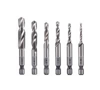 Haofy Juego de 6 Brocas Autocentrantes HSS con Vástago de 1,4 Pulgadas para Madera, Aluminio, Plástico, Kit de Brocas Autocentrantes de hasta 5 Mm, Perforación en un Paso, Avellanado para Bricolaje
