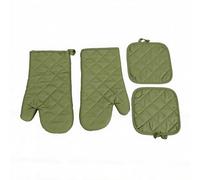Haofy Juego de Manoplas para Horno, Antideslizantes de Algodón a Prueba de Calor, 500 °F, para Hornear, Asar, Cocinar con Hierro Fundido, Forro Grueso de 410 g/m², Lavable a Máquina con (Ejercito