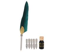 Haofy Juego de Pluma de Pluma Retro, Juego de Papelería de Regalo de Escritura de Caligrafía Hermosa para Compañero de Clase (SP101035 verde oscuro)