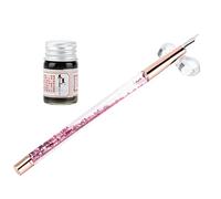 Haofy Pluma de Caligrafía de Vidrio Hermoso Juego Portátil de Escritura para Regalo, Kit Atractivo Duradero para Entusiastas de la Caligrafía Pluma de Inmersión de Vidrio (plumilla azul)