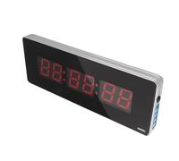 Haofy Reloj Digital Grande con Fecha y Semana Reloj de Pared de Aluminio de 14,2 Pulgadas para Dormitorio, Frente de Vidrio con Ajuste Automático de Año Bisiesto, Eléctrico Enchufable para Lectura