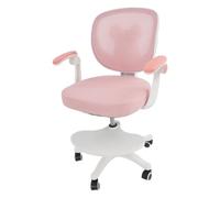 Haoxuesen - Silla de oficina infantil con ruedas, asiento giratorio ajustable en altura, silla ergonómica, rosa con respaldo transpirable, para aula de guardería, casa carga 100 kg